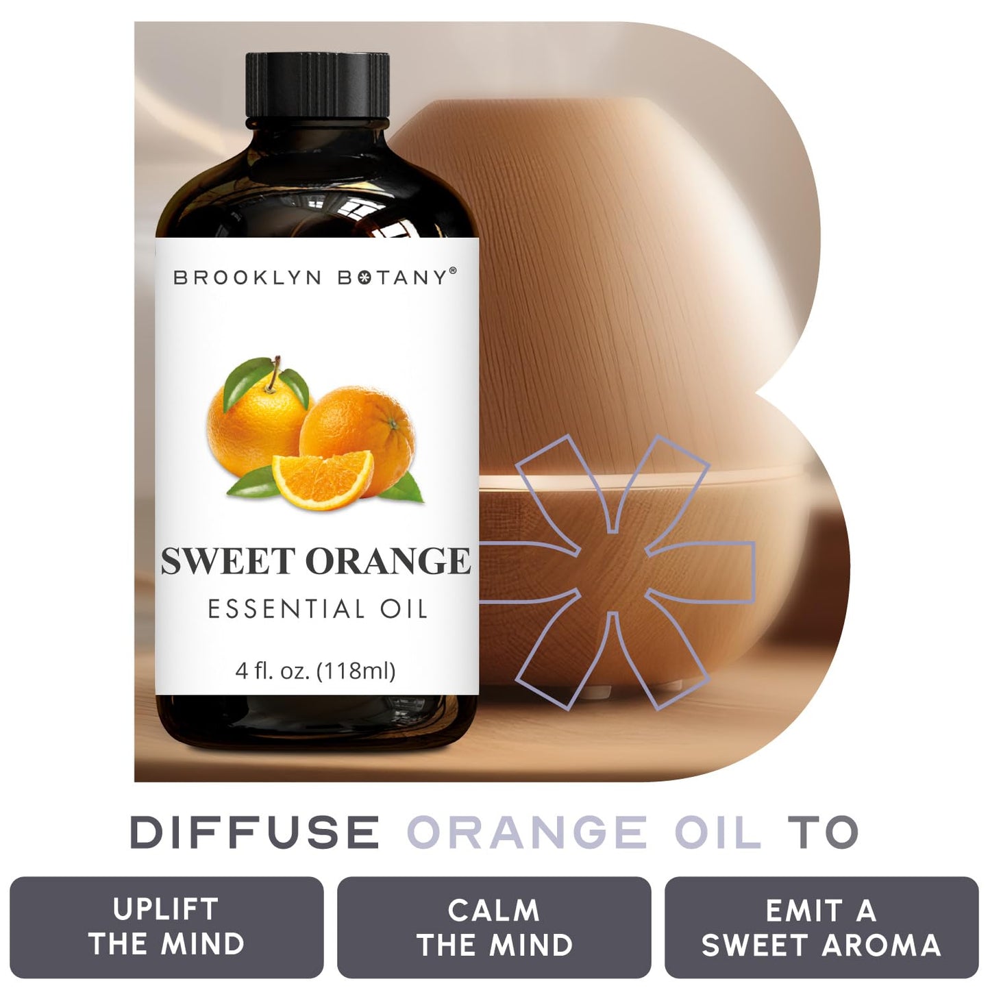 Brooklyn Botany Sweet Orange Oil - 4 oz, Pure & Natural, Premium Grade