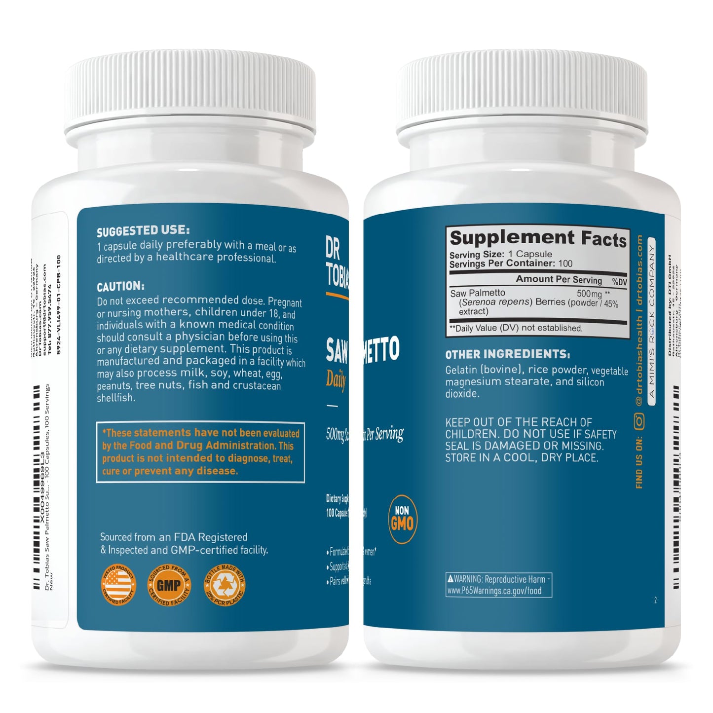 Dr. Tobias Saw Palmetto 500mg – Prostate, Hair & Urinary Health