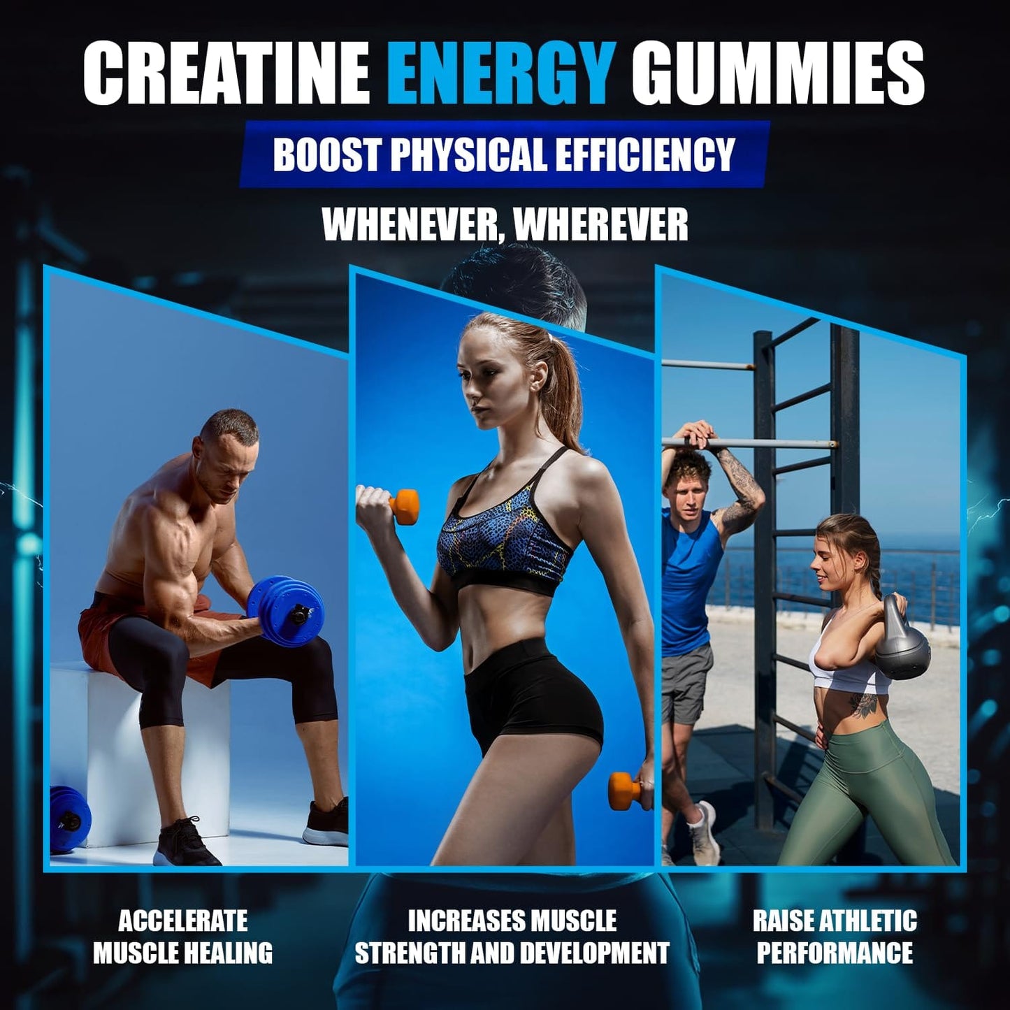 Creatine Monohydrate Gummies 5000mg – Vegan, Sugar-Free, Made in USA | 120 Gummies (30 Servings)
