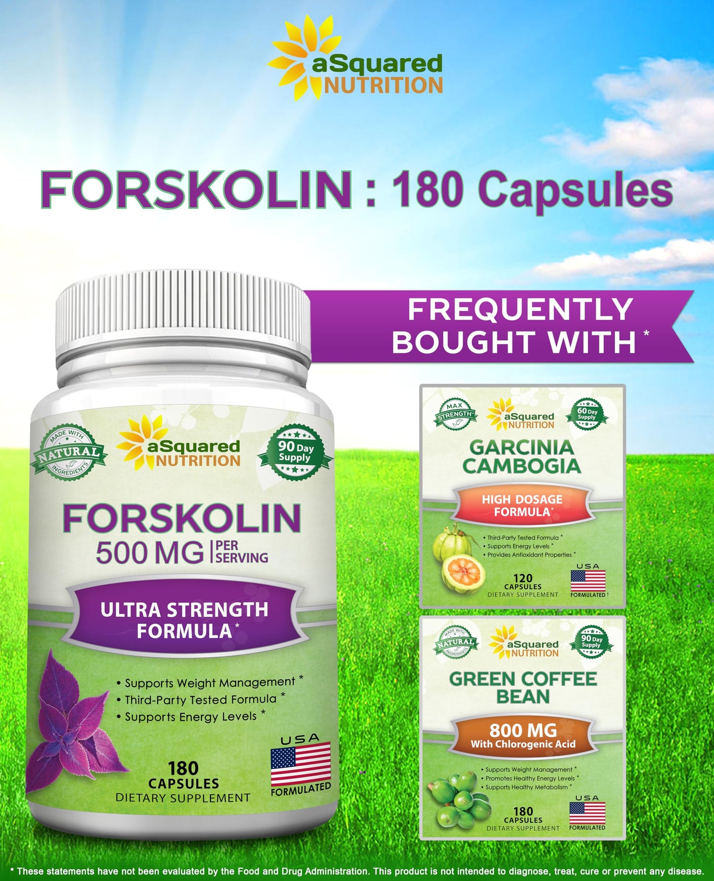 Forskolin 500mg Max Strength – 180 Capsules | aSquared Nutrition