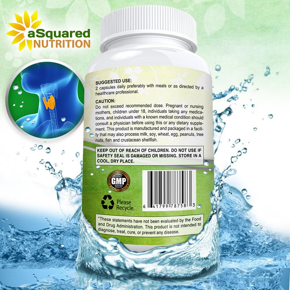 aSquared Nutrition Premium Thyroid Support – 180 Capsules | Iodine, Ashwagandha, Bladderwrack & Kelp