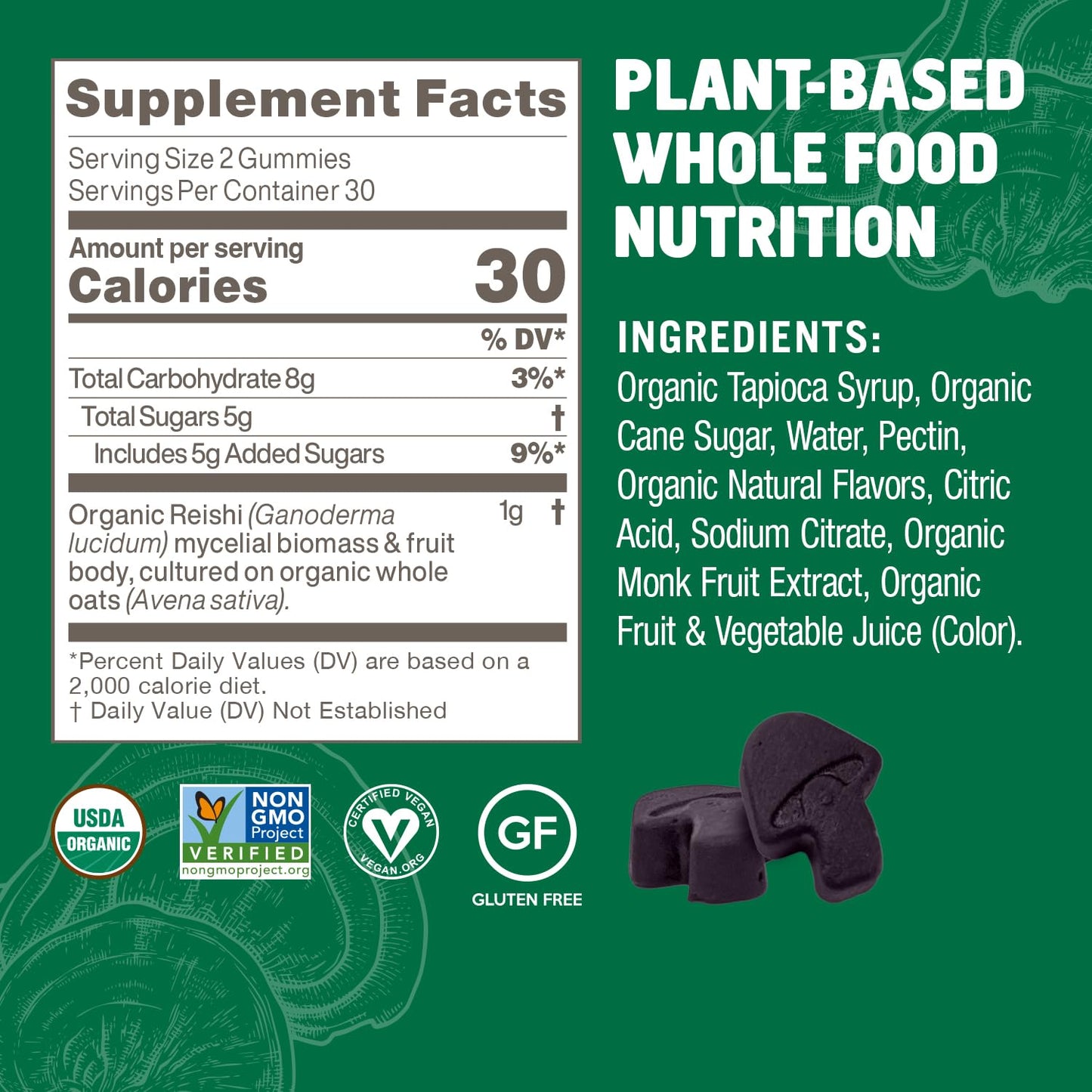 OM MUSHROOM SUPERFOOD Reishi Gummies – USA Grown Organic, 60 Count