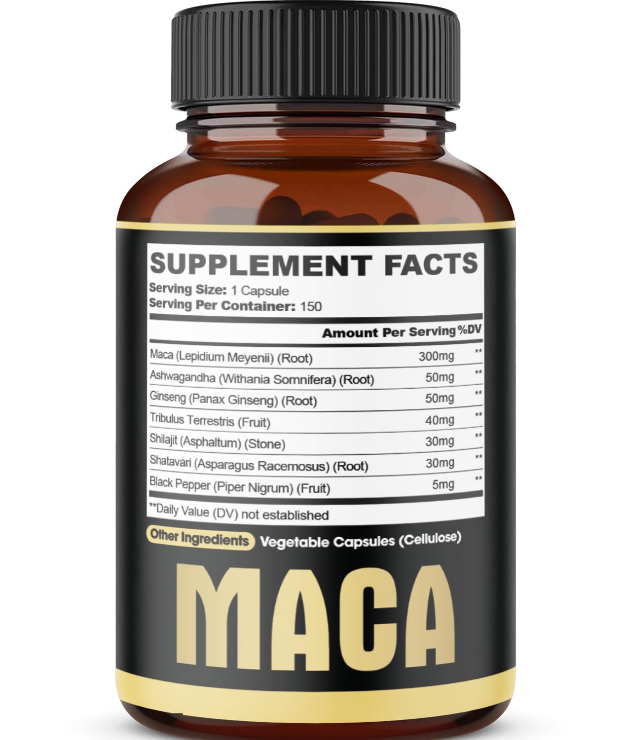 7in1 Premium Maca Root Capsules with Ashwagandha, Ginseng & More | 150 Caps (5 Months) – Natural Energy, Mood & Performance