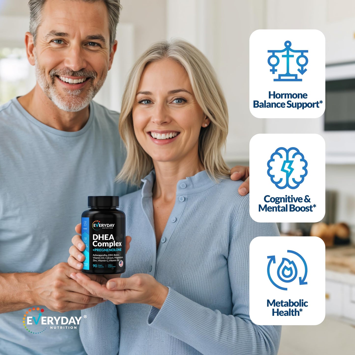 DHEA Micronized 200mg & Pregnenolone 100mg Complex – Hormone Support, USA Made, 90 Capsules