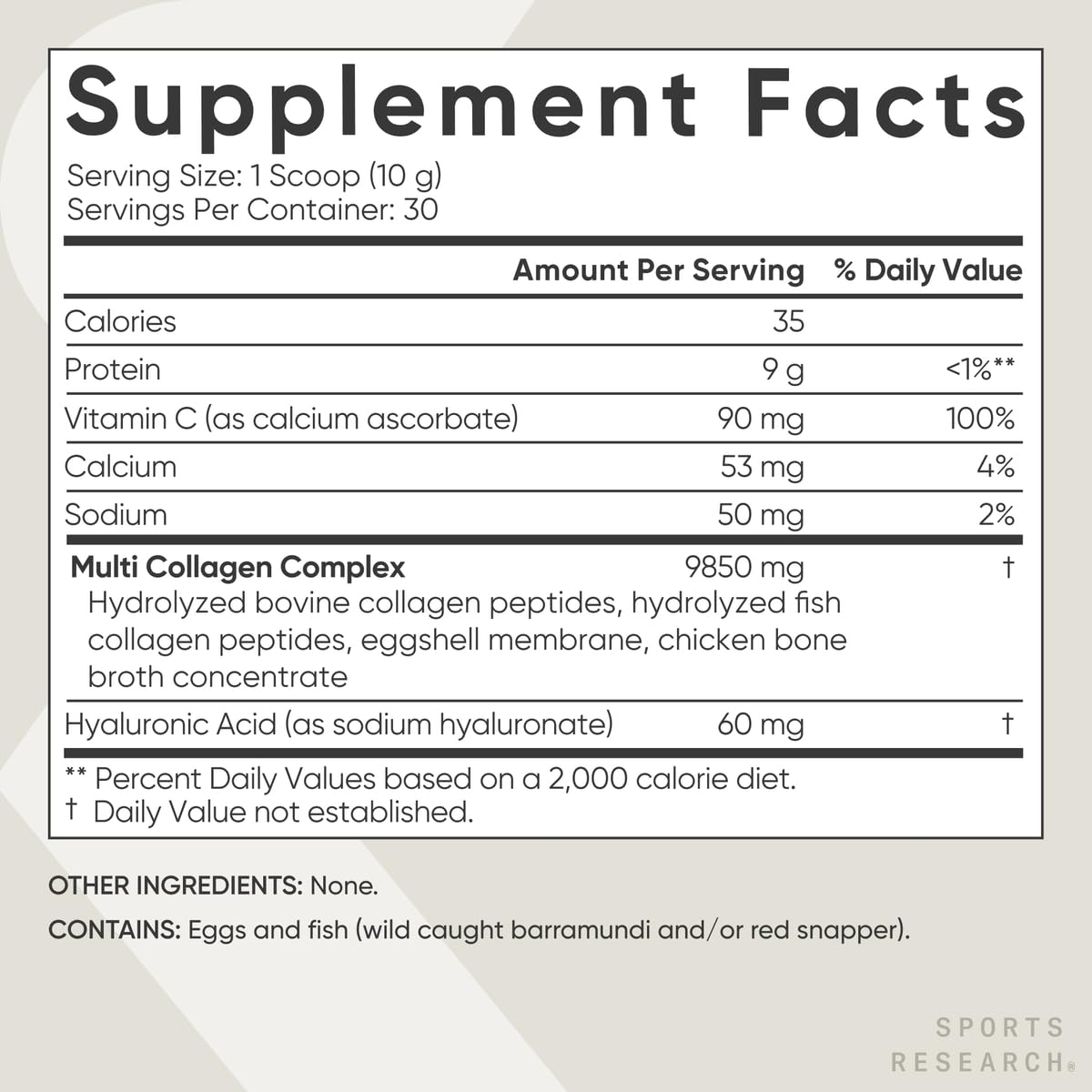 Sports Research® Multi Collagen Protein Powder – Food-Sourced Peptides (I, II, III, V, X) with Hyaluronic Acid & Vitamin C – Gluten Free, Non-GMO, 30 Servings (Unflavored)