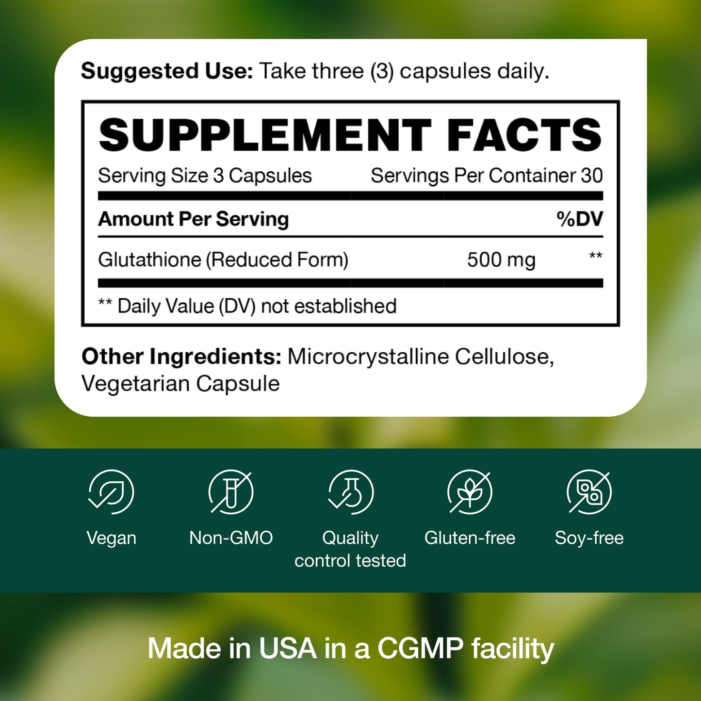 Glutathione Reduced Capsule | DNA Verified, Strongest Potency, Vegan & Non-GMO (Pack of 2)