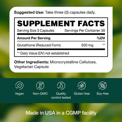 Glutathione Reduced Capsule | DNA Verified, Strongest Potency, Vegan & Non-GMO (Pack of 2)