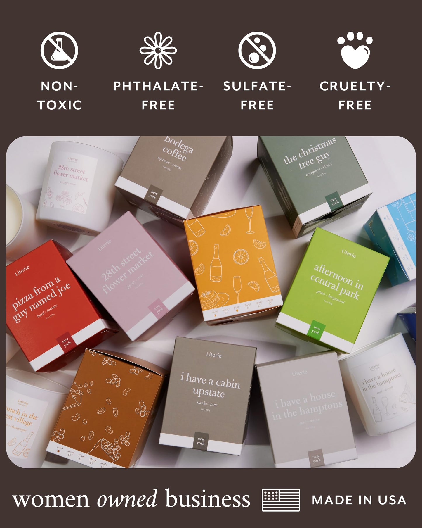 Literie NYC-Inspired Scented Candle: Hamptons Rosé & Melon, 9oz, 50h Burn