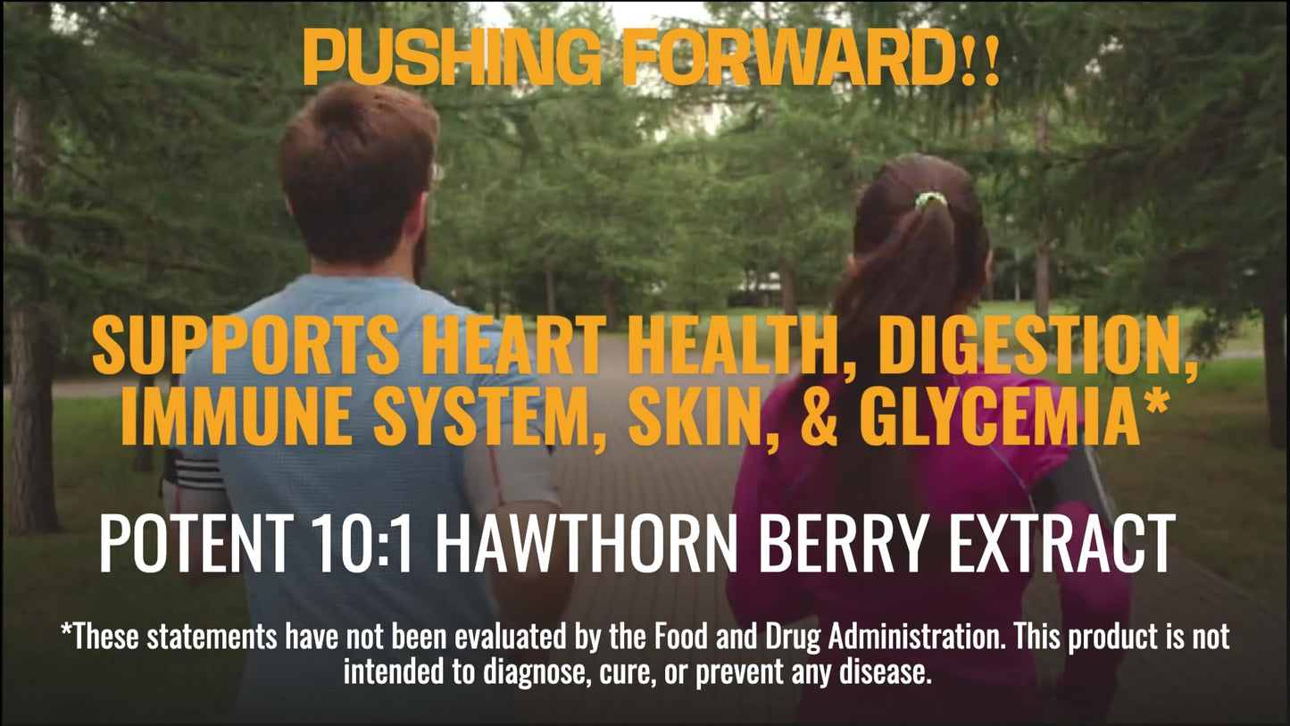 Super Potent Hawthorn Berry 10:1 Extract Capsules – Heart Health, Digestion & Glycemic Support | Non-GMO, Gluten Free, Vegan • USA (60 Count)