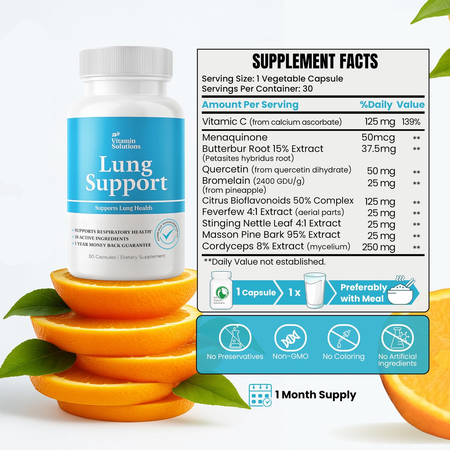 DR VITAMIN SOLUTIONS Lung Detox - 10-in-1 Lung Health Formula (30 Vegan Caps)
