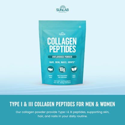 Collagen Peptides Powder – Hydrolyzed Bovine Type I & III – Unflavored – USA Made