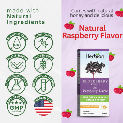 Herbion Naturals Elderberry Syrup – Immune Support for Adults & Kids 1+