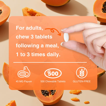 Vitamin World Papaya Enzymes Chewables – Papain, Amylase & Protease (500 Tablets)