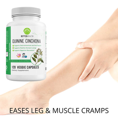 Quinine Cinchona Bark Extract – 500 mg Herbal Supplement for Digestive, Immune & Muscle Support (120 Caps)