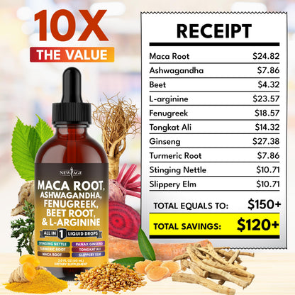 Organic Maca Root Liquid Drops with Ashwagandha – For Women & Men