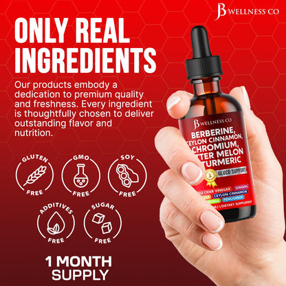 Berberine with Ceylon Cinnamon Liquid Drops 2 OZ | Bitter Melon, Glucomannan, Gymnema & More