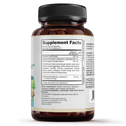 Premium Candida Cleanse Supplement – Oregano, Caprylic Acid, Black Walnut & Probiotics | 60 Candi Support Capsules