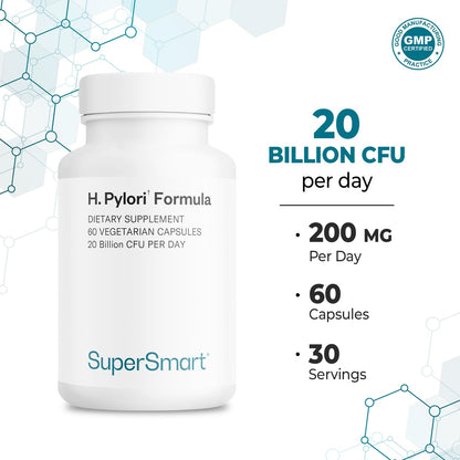 Supersmart H. Pylori Formula – 20 Billion CFU Daily Probiotic (Pylopass DSM17648)