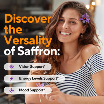 VitaUp Saffron Supplements – USA Made Saffron Extract 88.5 mg – Non-GMO, 90 Vegan Capsules | Mood, Energy & Cognitive Support