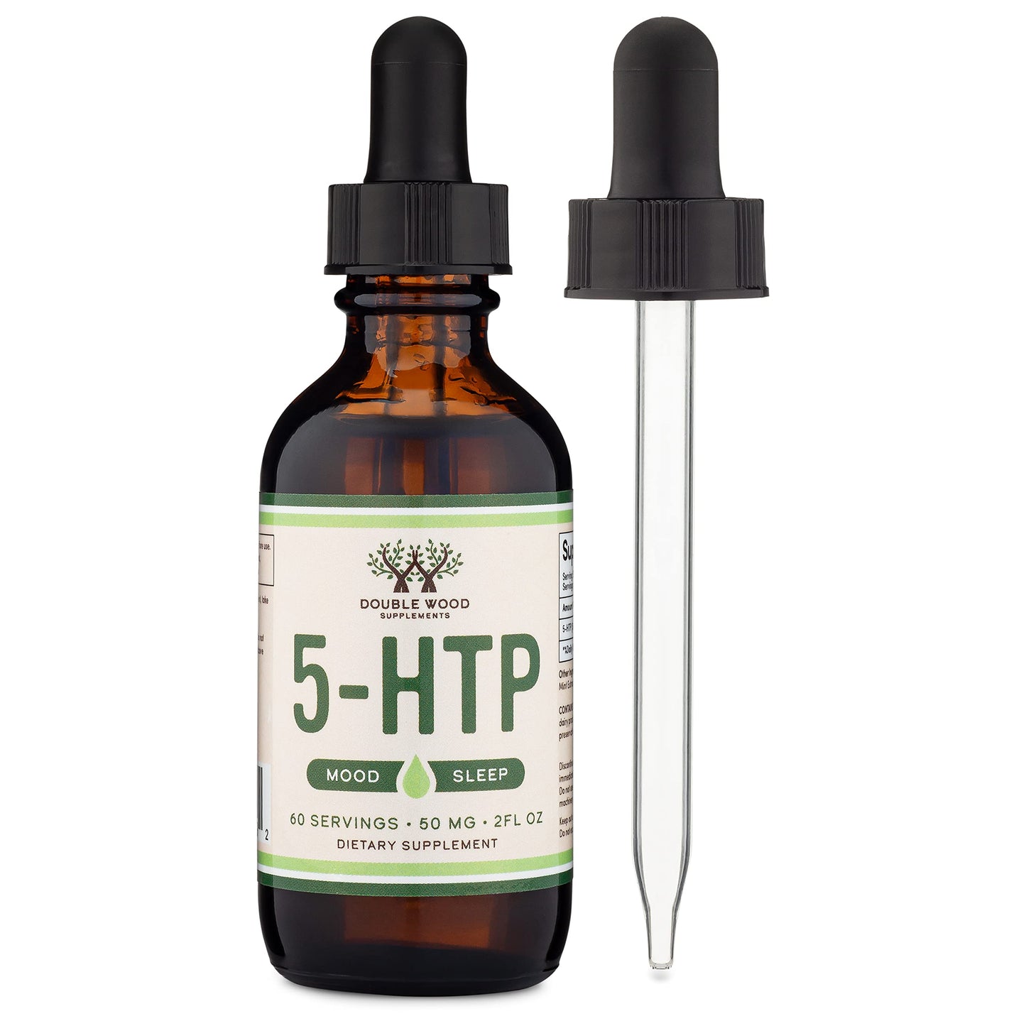 5HTP Liquid Drops - More Absorbable and Effective Than 5 HTP Capsules (60 Servings of 50mg 99%+ 5-HTP) Serotonin Supplement for Mood, Sleep, and Relaxation by Double Wood (Pack of 2)
