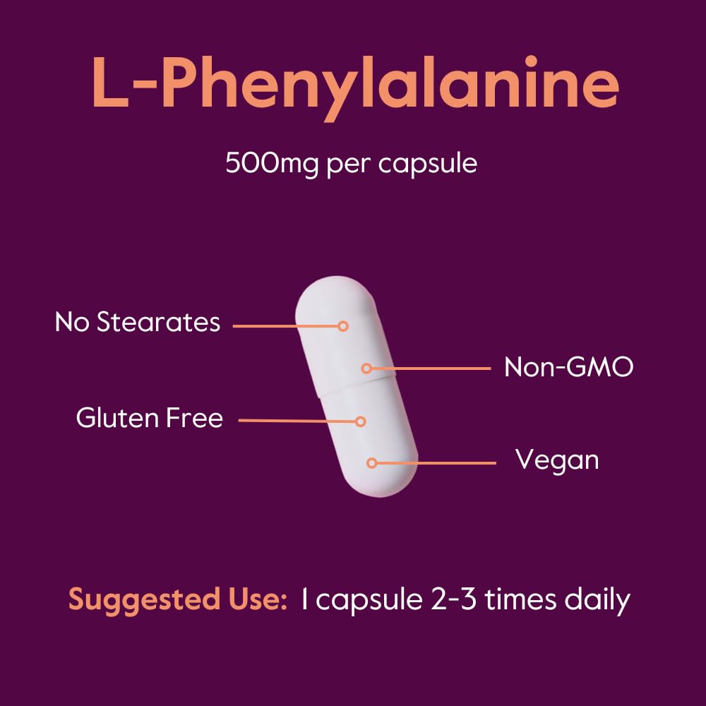 BESTVITE L-Phenylalanine 500mg – 120 Veg Capsules | Vegan, Gluten Free, Non-GMO
