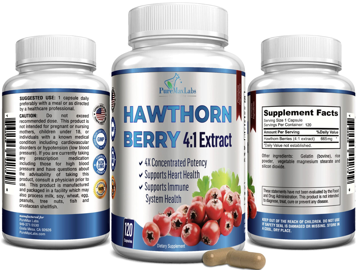 YUMMYVITE Hawthorn Berry 4:1 Extract (120 Caps) – Immune Support