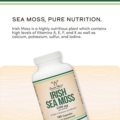 Irish Sea Moss Capsules 1200mg - 180 Count | Double Wood