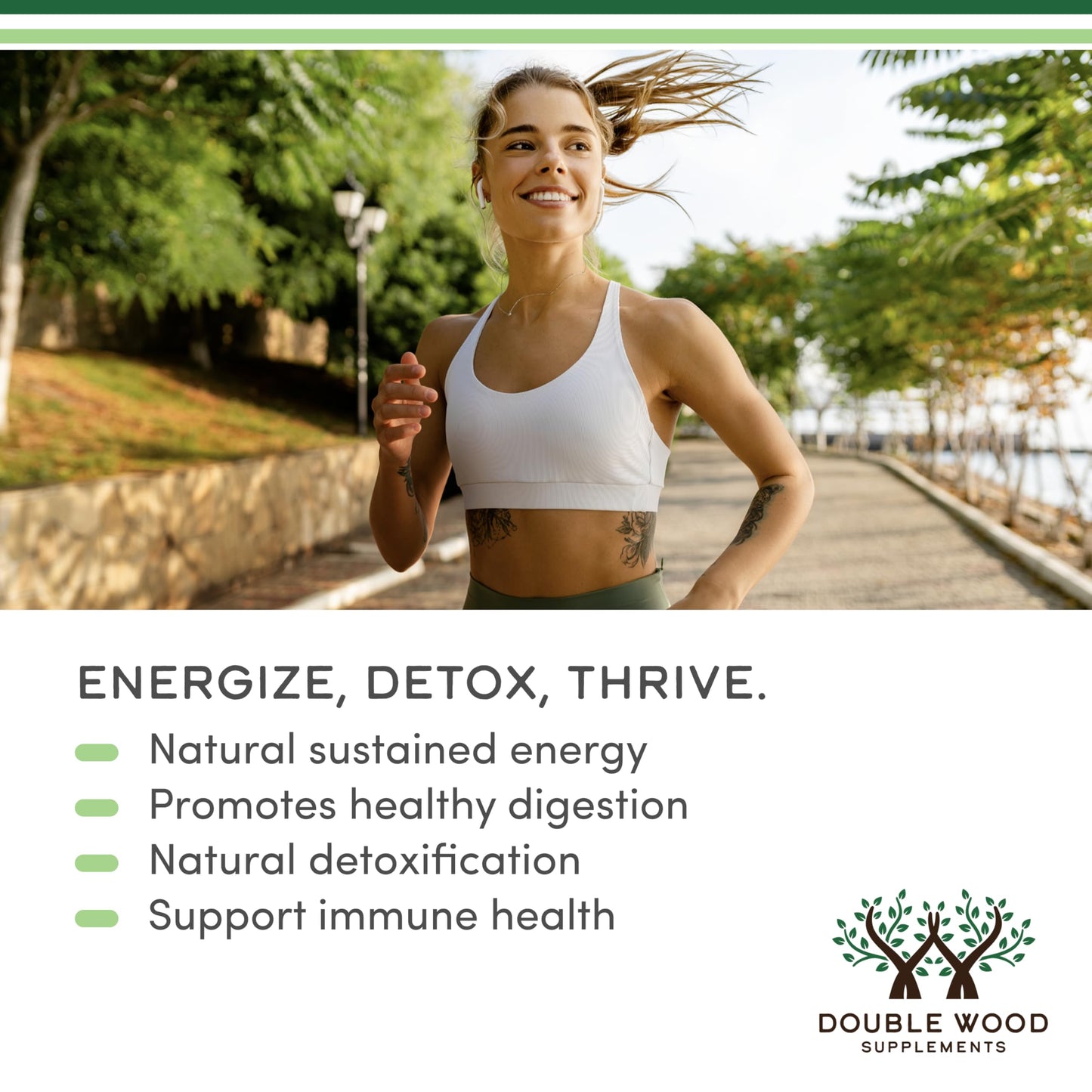 Chlorophyll Liquid Drops Peppermint 2oz by Double Wood – Digestion, Gut Health, Energy & Detox | Vegan Safe
