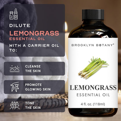 Brooklyn Botany Lemongrass Essential Oil - 4 oz | Pure & Natural, Premium Grade