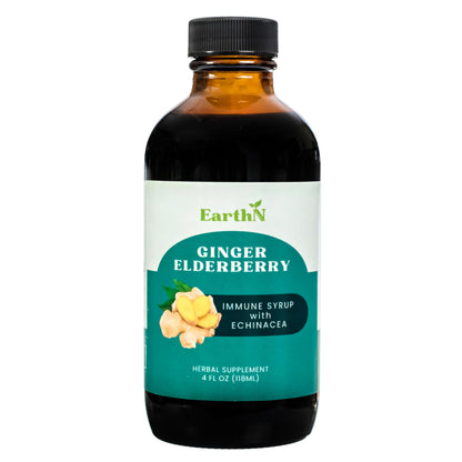 Ginger Elderberry Immune Syrup with Echinacea, Vitamin C & Honey - Organic 4 fl oz | Earthn