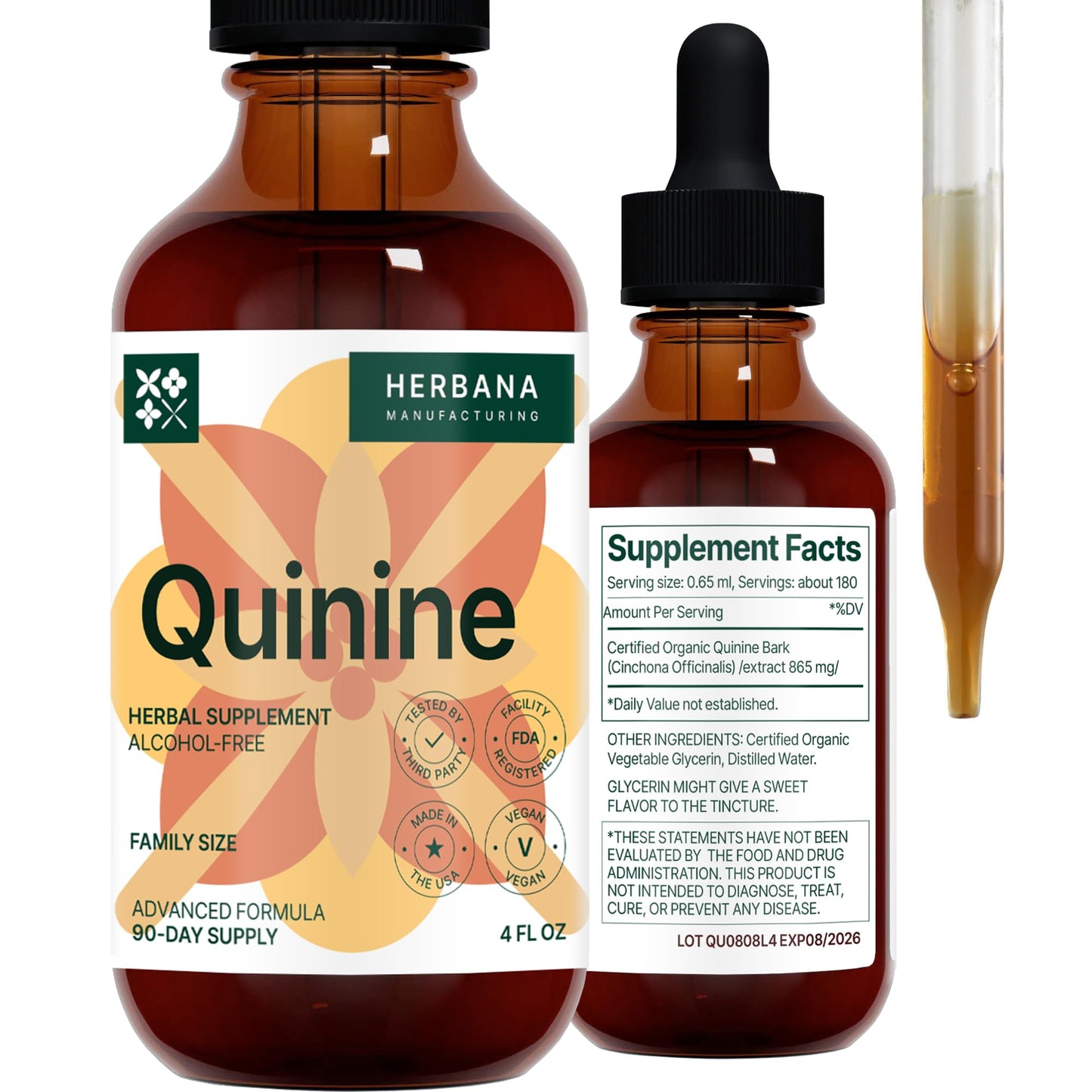 Quinine Liquid Extract 4 oz - Digestive Health & Immune Support | Cinchona Bark Tincture