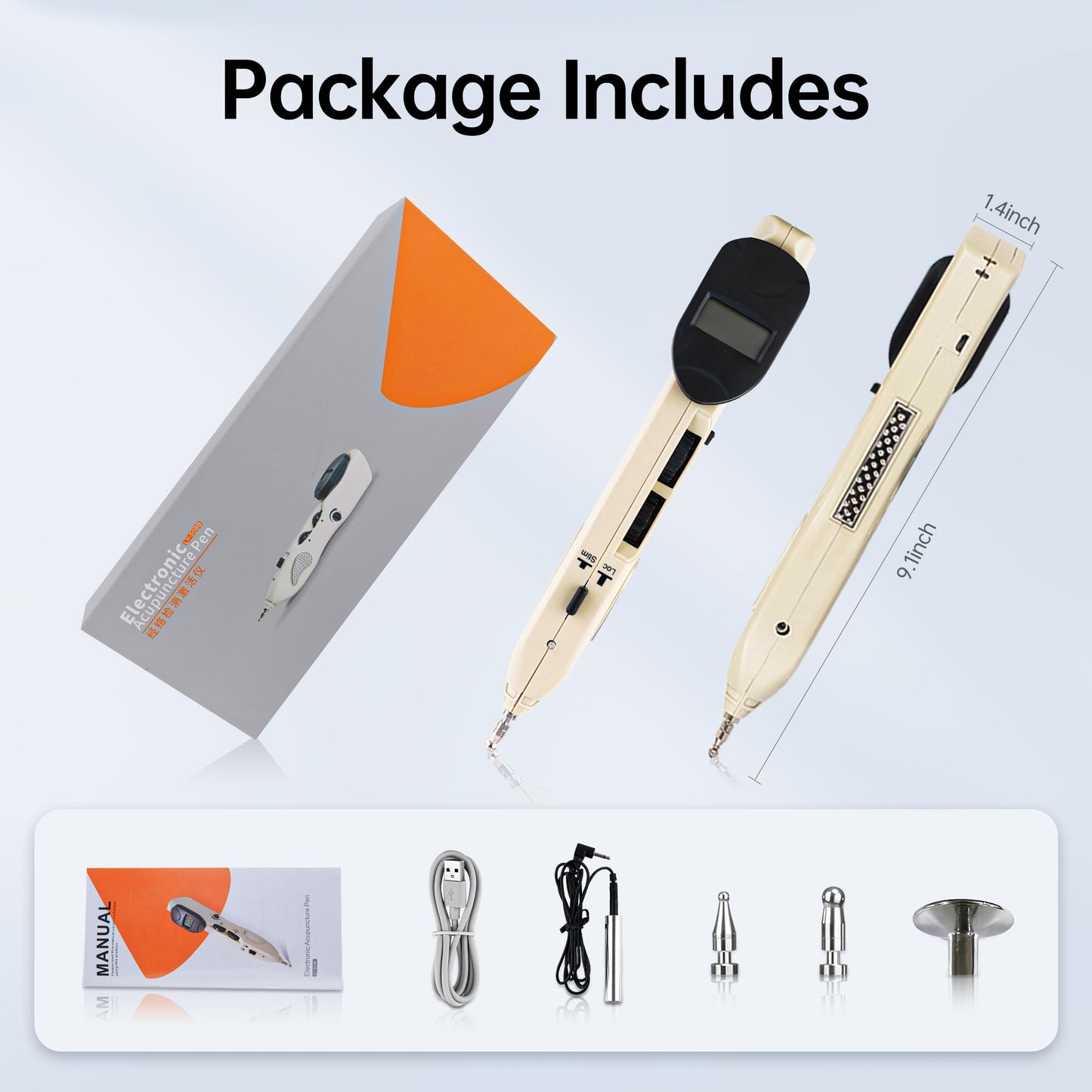 Electronic Acupuncture Meridian Pen – Pain Relief with 3 Massage Heads, Rechargeable