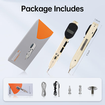 Electronic Acupuncture Meridian Pen – Pain Relief with 3 Massage Heads, Rechargeable