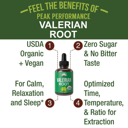 USDA Organic Valerian Root Drops – Vegan Sleep Tincture, Gluten Free, Zero Sugar