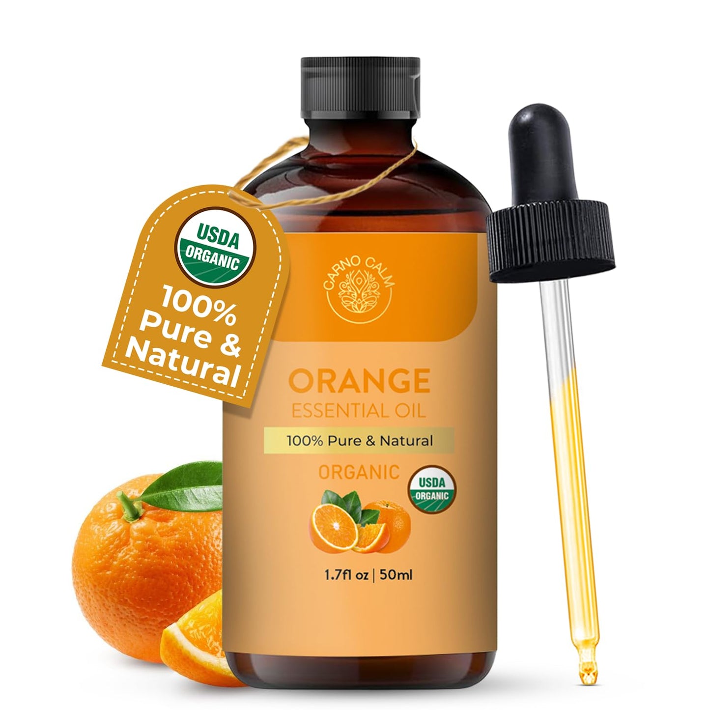 Carno Calm Sweet Orange Essential Oil – USDA Organic, 1.7 fl oz