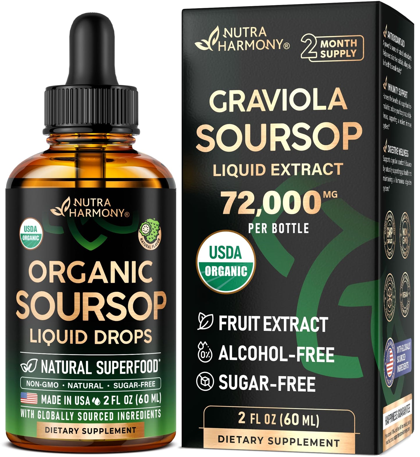 USDA Organic Graviola Soursop Bitters Liquid – Digestive Detox & Immune Support | 2 Fl Oz | Made in USA