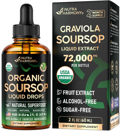 USDA Organic Graviola Soursop Bitters Liquid – Digestive Detox & Immune Support | 2 Fl Oz | Made in USA