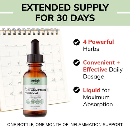 USDA Organic Inflammation Support – Turmeric Curcumin, Boswellia, Ginger Drops