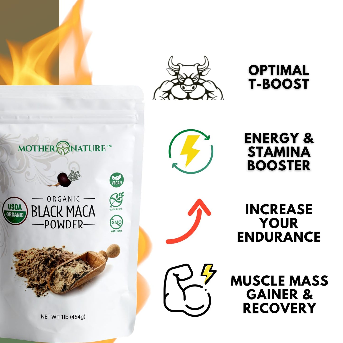 Organic Black Maca Root Powder (16 oz) – USDA Organic, Non-GMO, Vegan