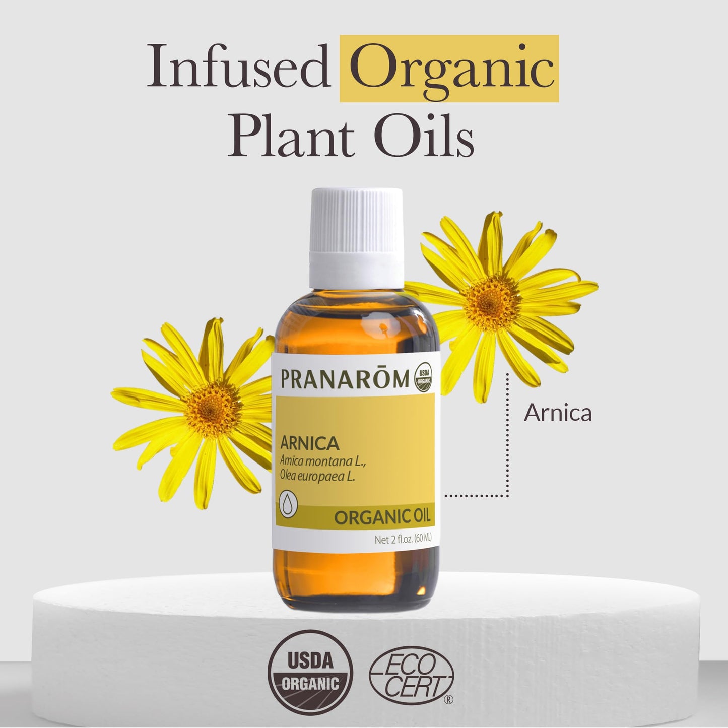 Pranarom Arnica Oil 4 Pack – Organic 2 oz Amber Glass