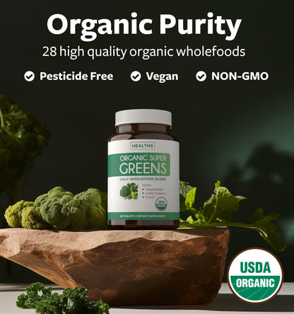 USDA Organic Super Greens – 28-Item Veggie & Fruit Complex, Vegan & Non-GMO