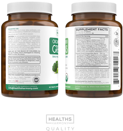 USDA Organic Super Greens – 28-Item Veggie & Fruit Complex, Vegan & Non-GMO