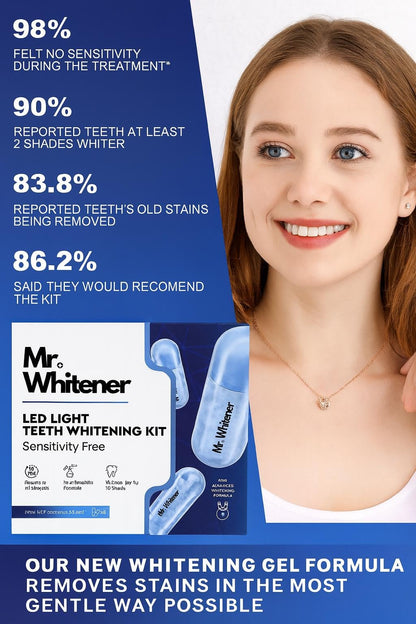 Mr. Whitener LED Teeth Whitening Kit – Dentists Recommended, Enamel Safe, Sensitive Teeth, 8 Refill Pods (33.6ml)