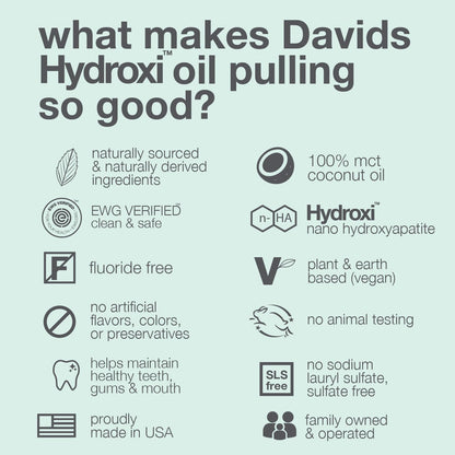 Davids Nano Hydroxyapatite Oil Pulling Mouthwash – 9 oz, Mint, MCT Coconut Oil