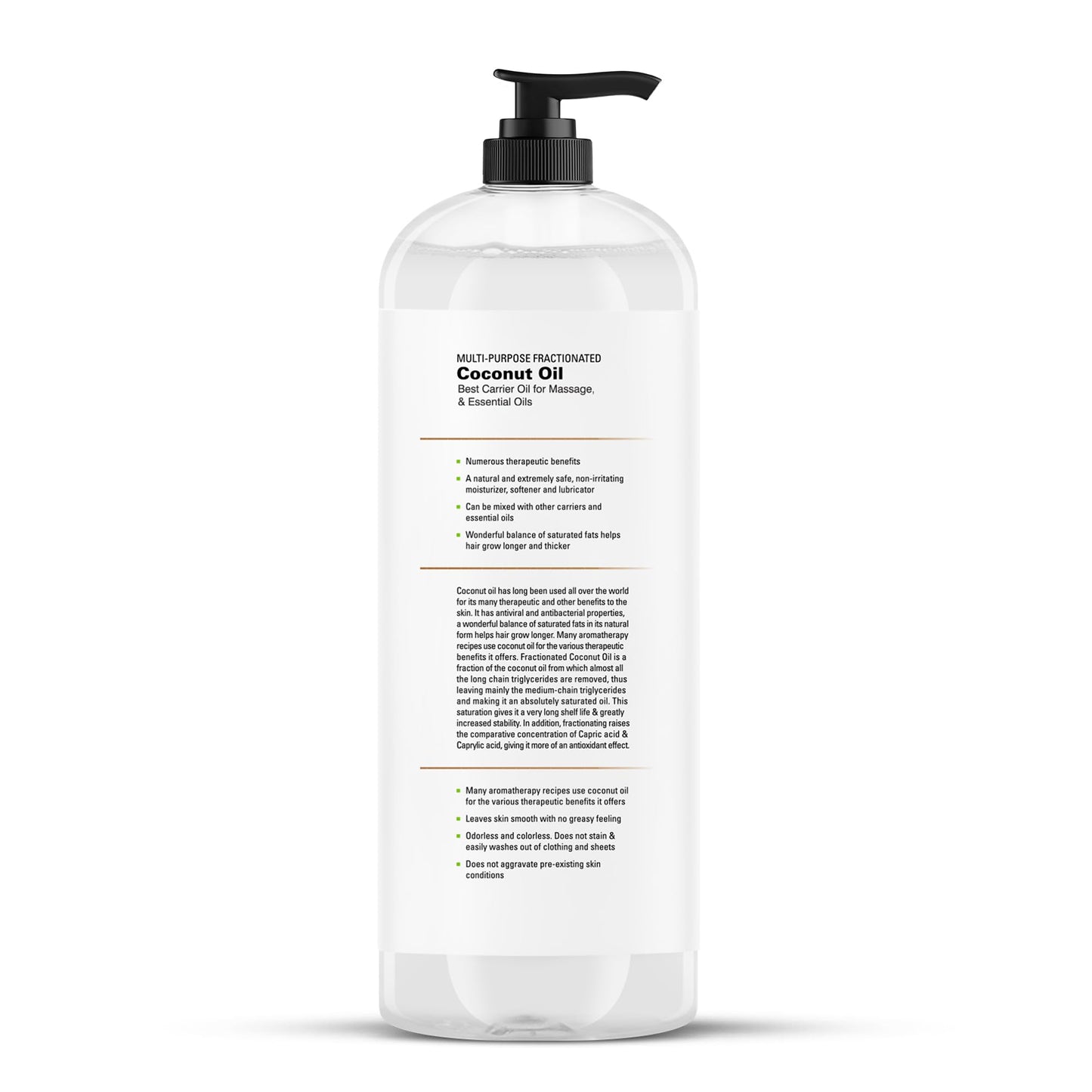 Majestic Pure Fractionated Coconut Oil – 16 oz Carrier Oil