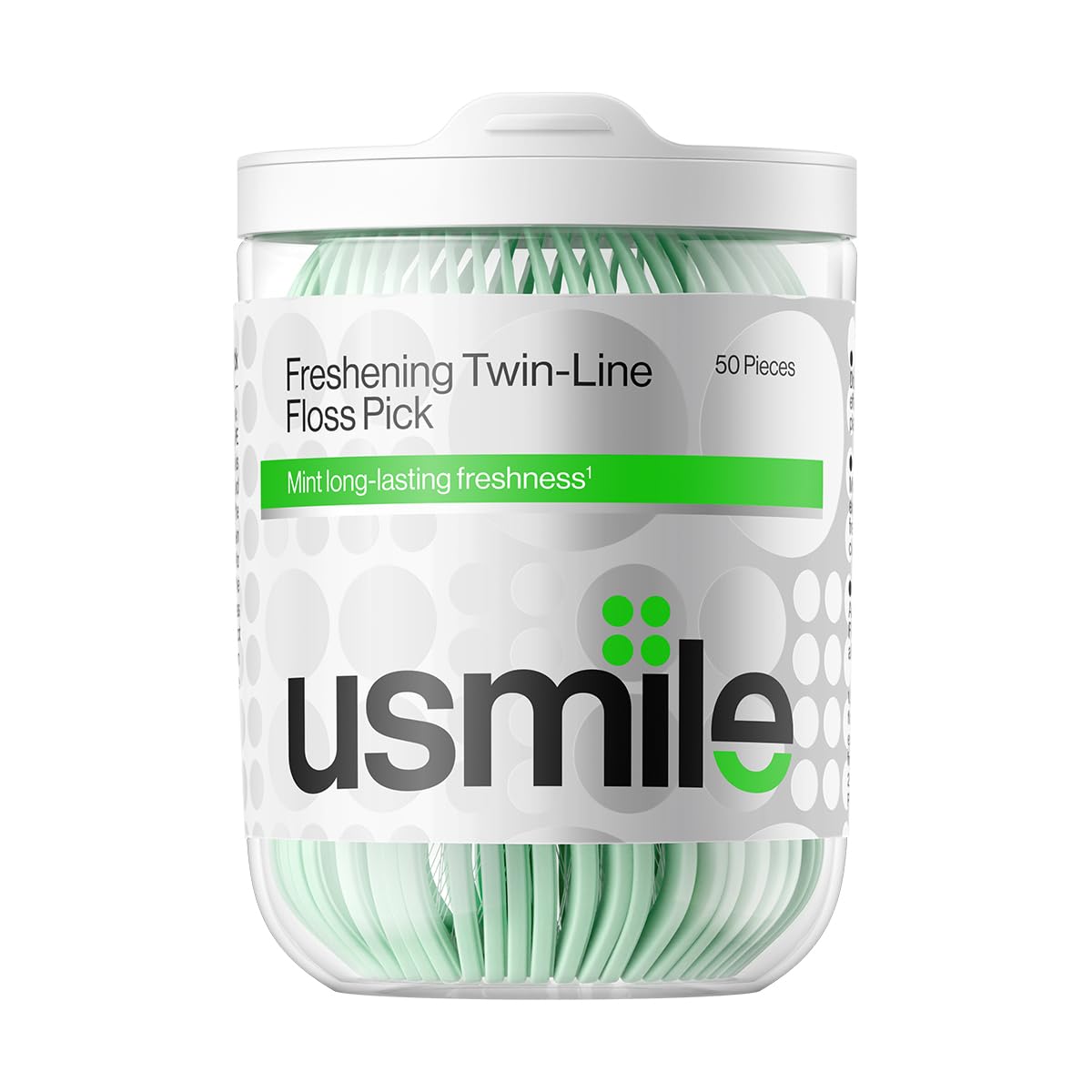 usmile Twin-Line Floss Picks – 50 Count, Mint Fresh, Gentle on Gums