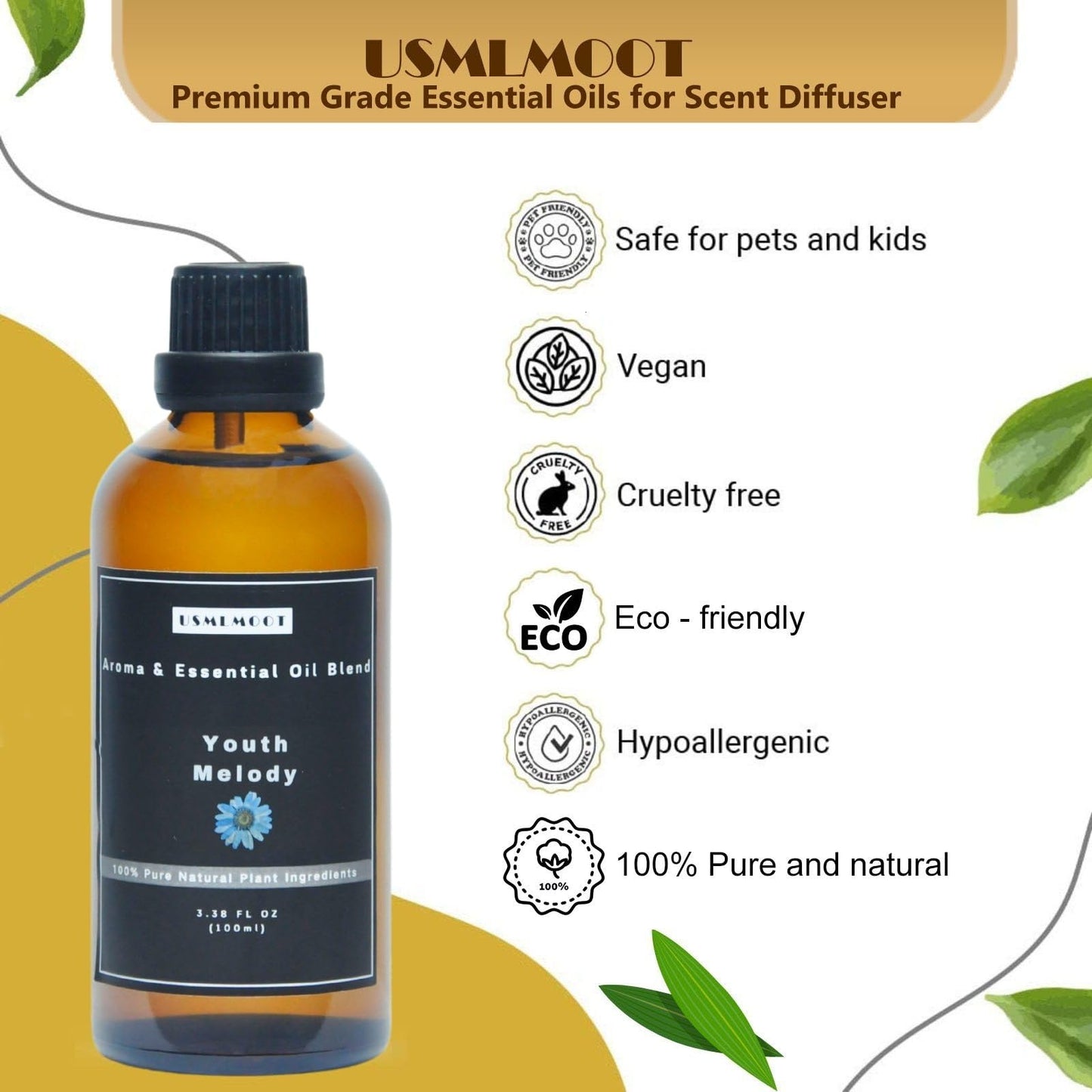 USMLMOOT Youth Melody Essential Oil – Hotel-Quality Diffuser Oil for HVAC & Home Aromatherapy