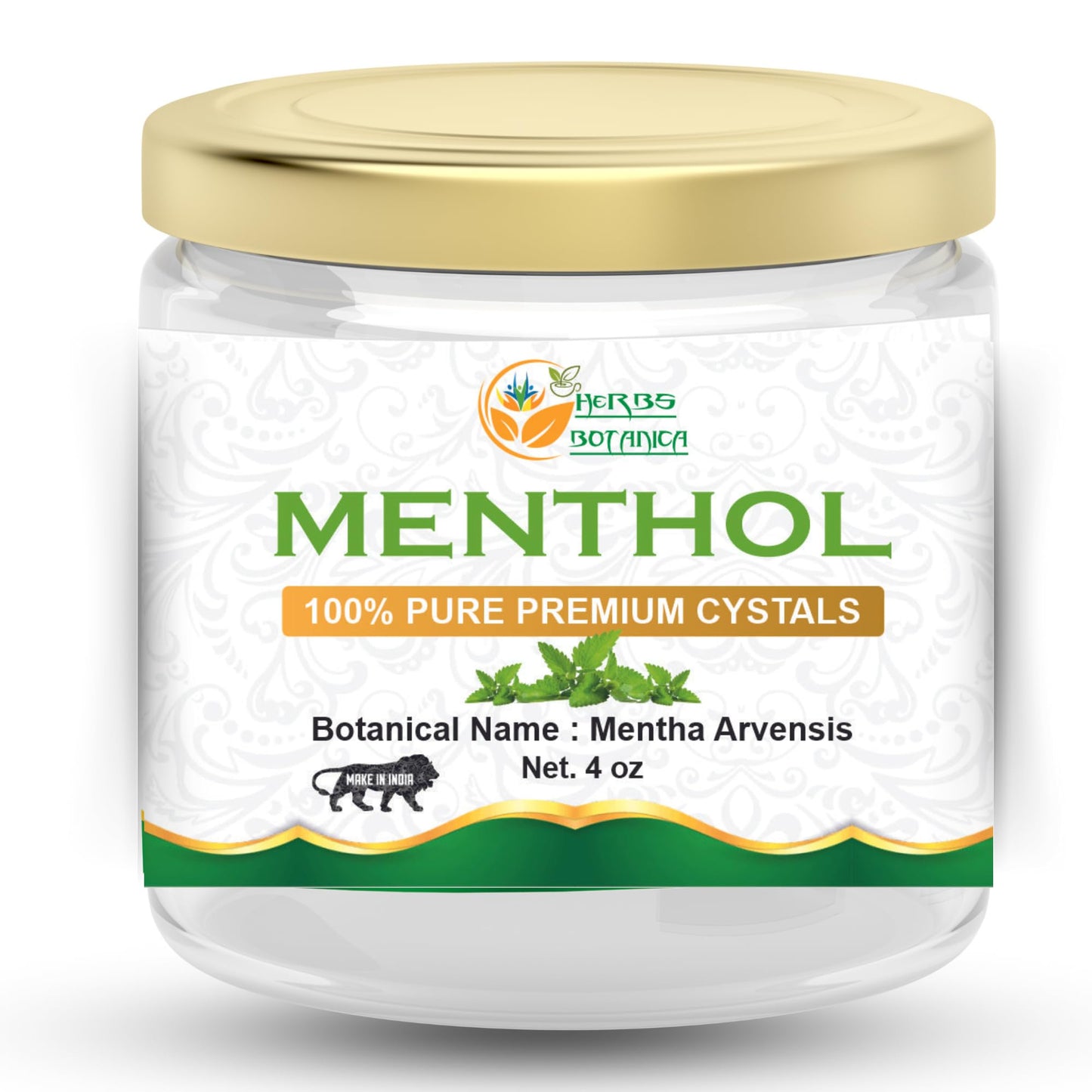 Herbs Botanica Menthol Crystals – 4 oz USP Food Grade, Mentha Arvensis