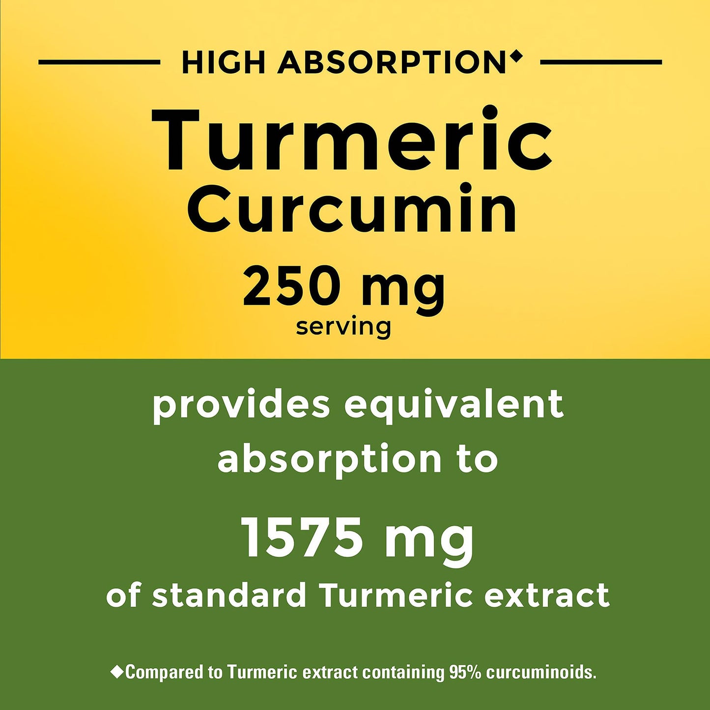 Nature Made High Absorption Turmeric Curcumin Capsules – 250 mg, 30-Count