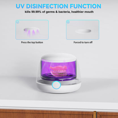 USRIXITECH Ultrasonic Retainer Cleaner Pro – Deep Clean Dentures & Aligners (White)